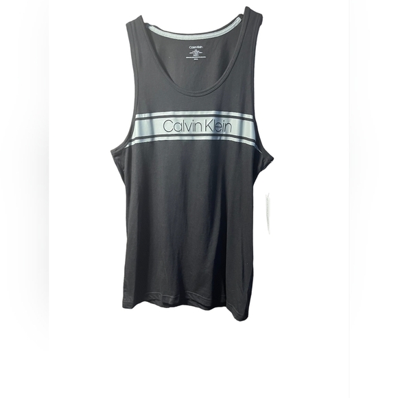 NWT Calvin Klein Black with Gray Detail Logo Lounge Tank Top Size Large - Picture 2 of 9